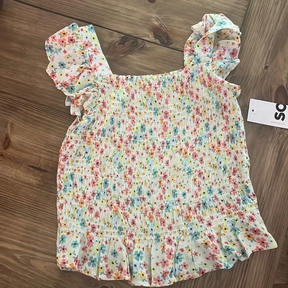 NWT Girls SO flower blouse, size 10/12‎​